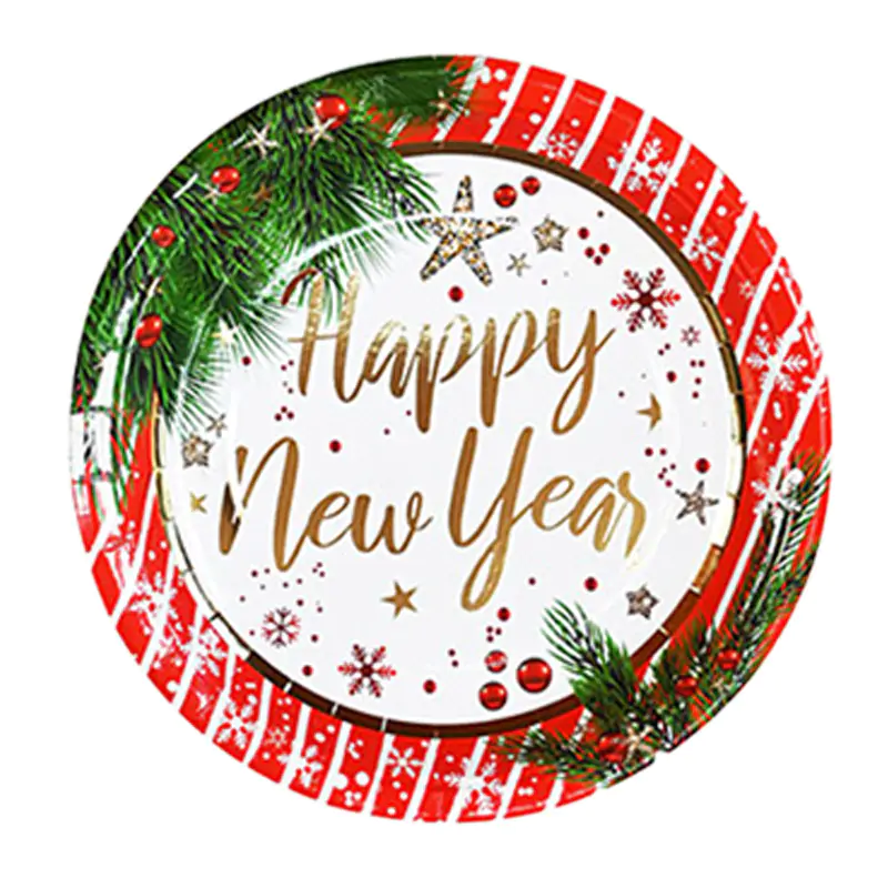 Happy New Year Varak Baskılı Premium Tabak 8'li